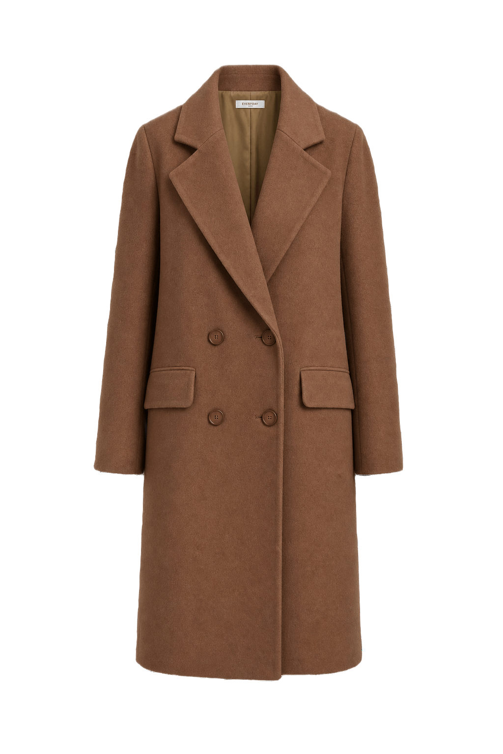 1980s Brown Wool Blend Coat - Front View