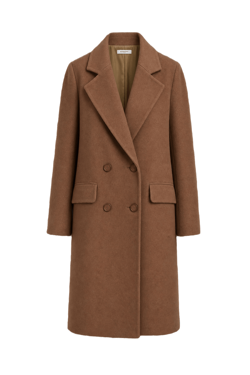 1980s Brown Wool Blend Coat - Front View