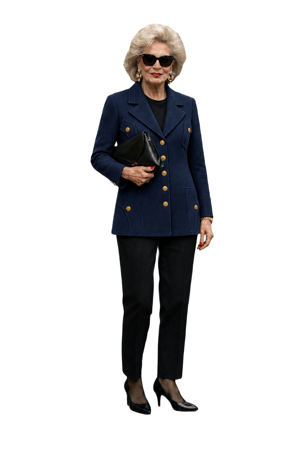 1990s Navy Blue Wool Blazer - Model