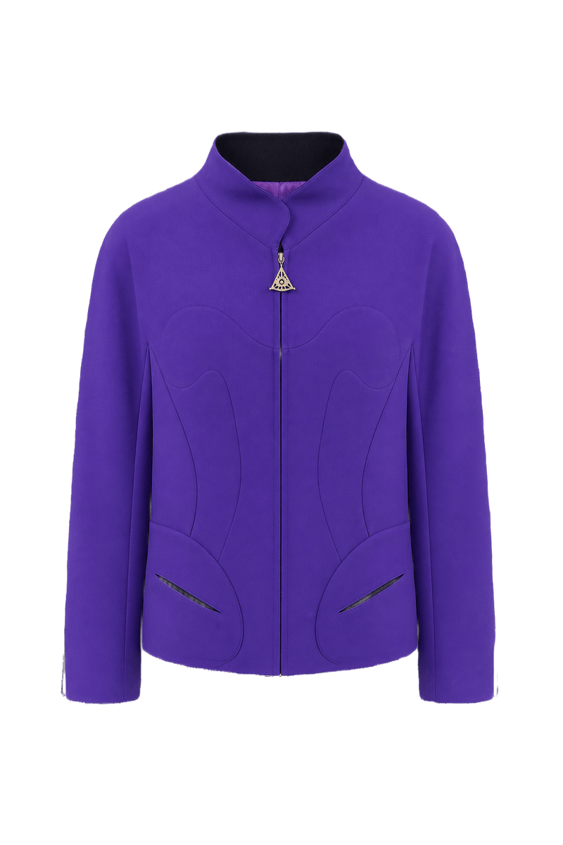 1980s Purple Wool Blend Jacket - Front View