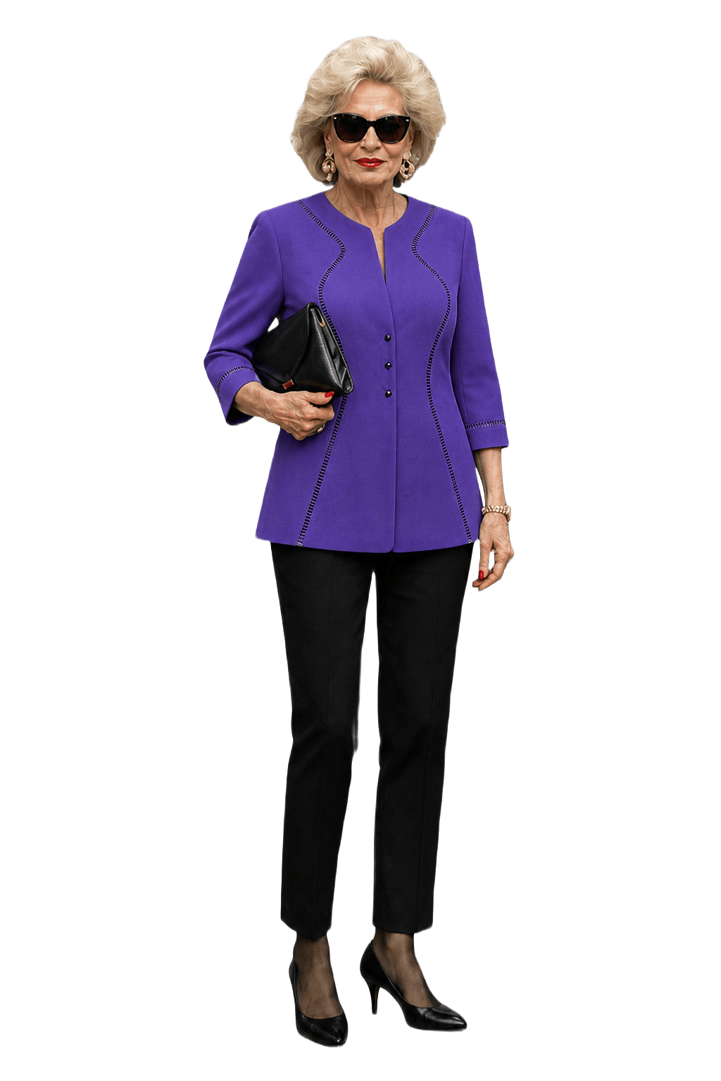 1990s Purple Wool Blend Blazer - Model