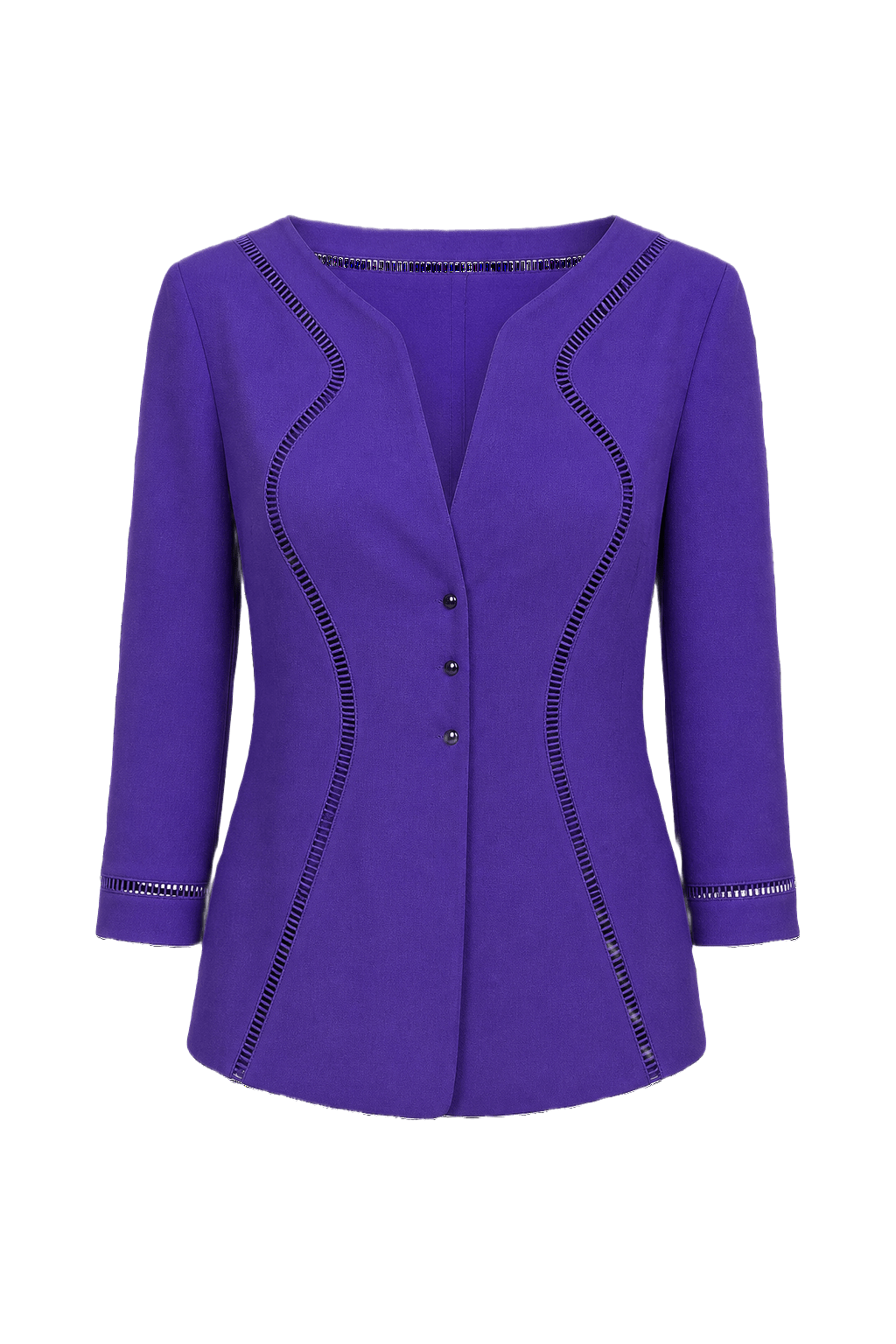 1990s Purple Wool Blend Blazer - Front View
