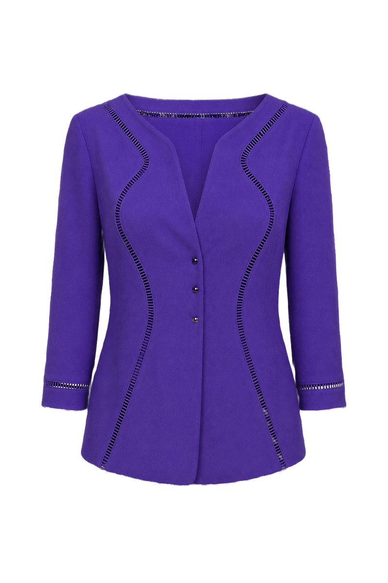 1990s Purple Wool Blend Blazer - Front View