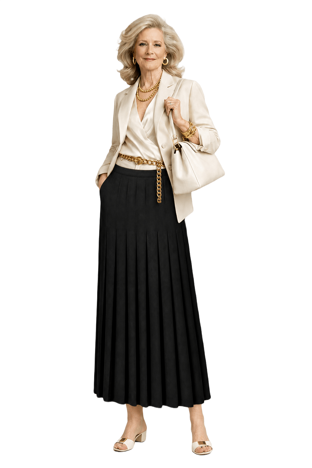 1970s Black Polyester Skirt - Model