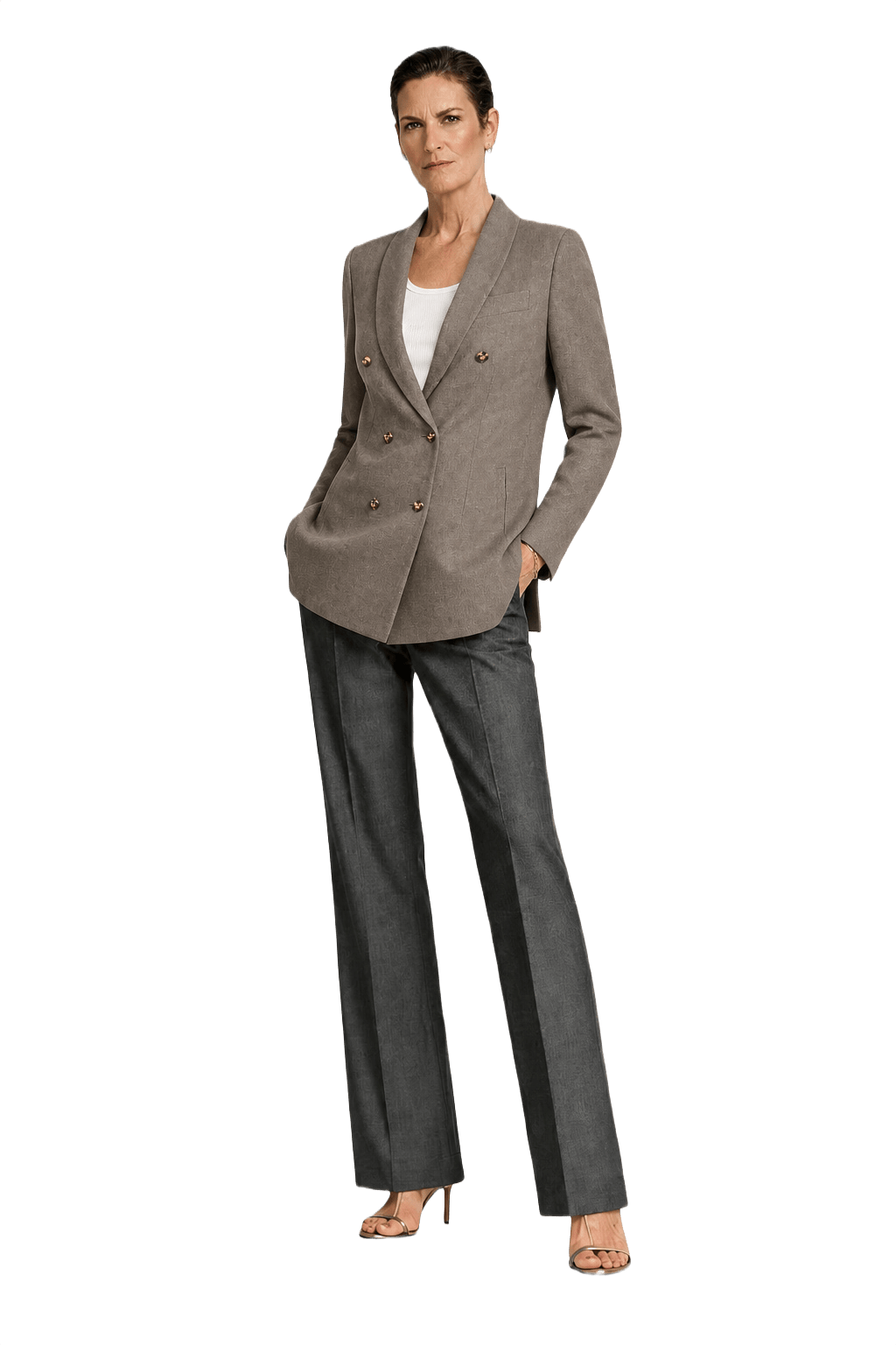 [1980s] Grey Wool Blend Blazer - Model