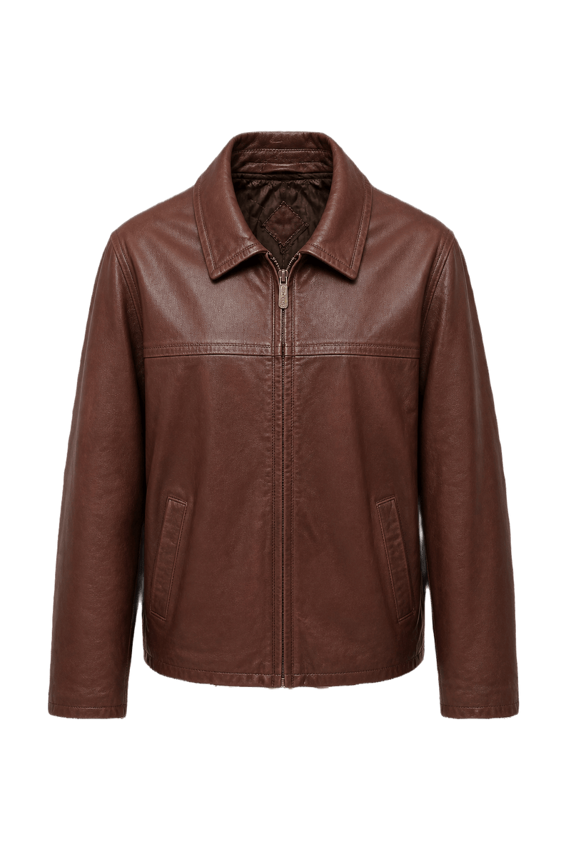 1990s Brown Leather Jacket - Front View