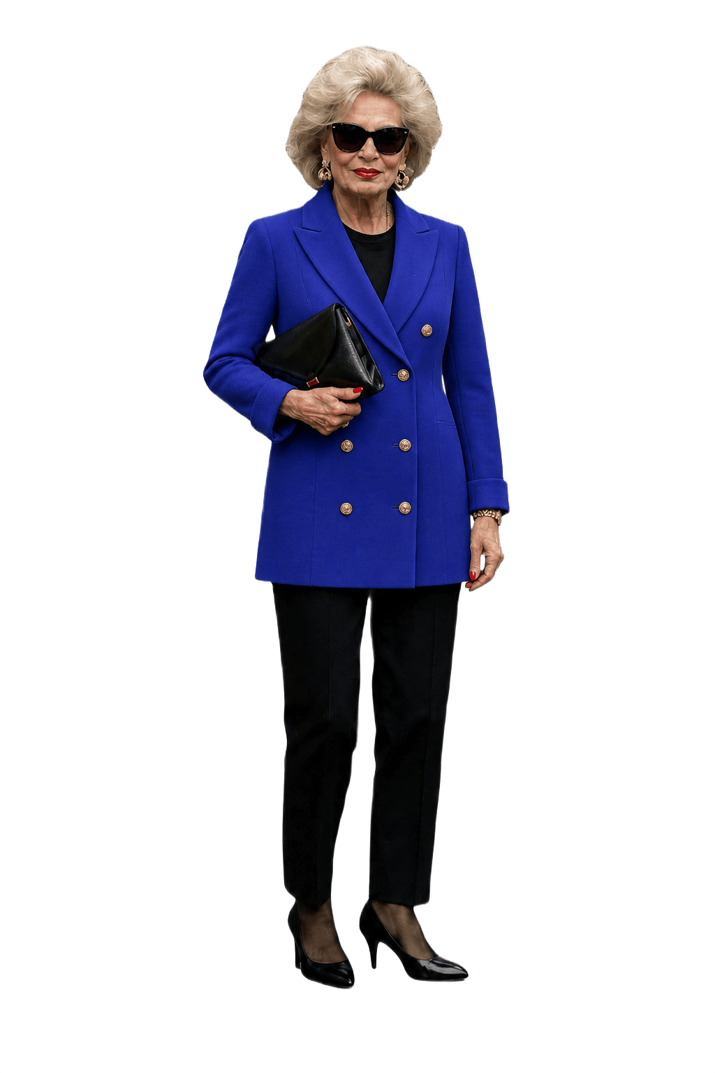 1980s Royal Blue Wool Blend Blazer - Model