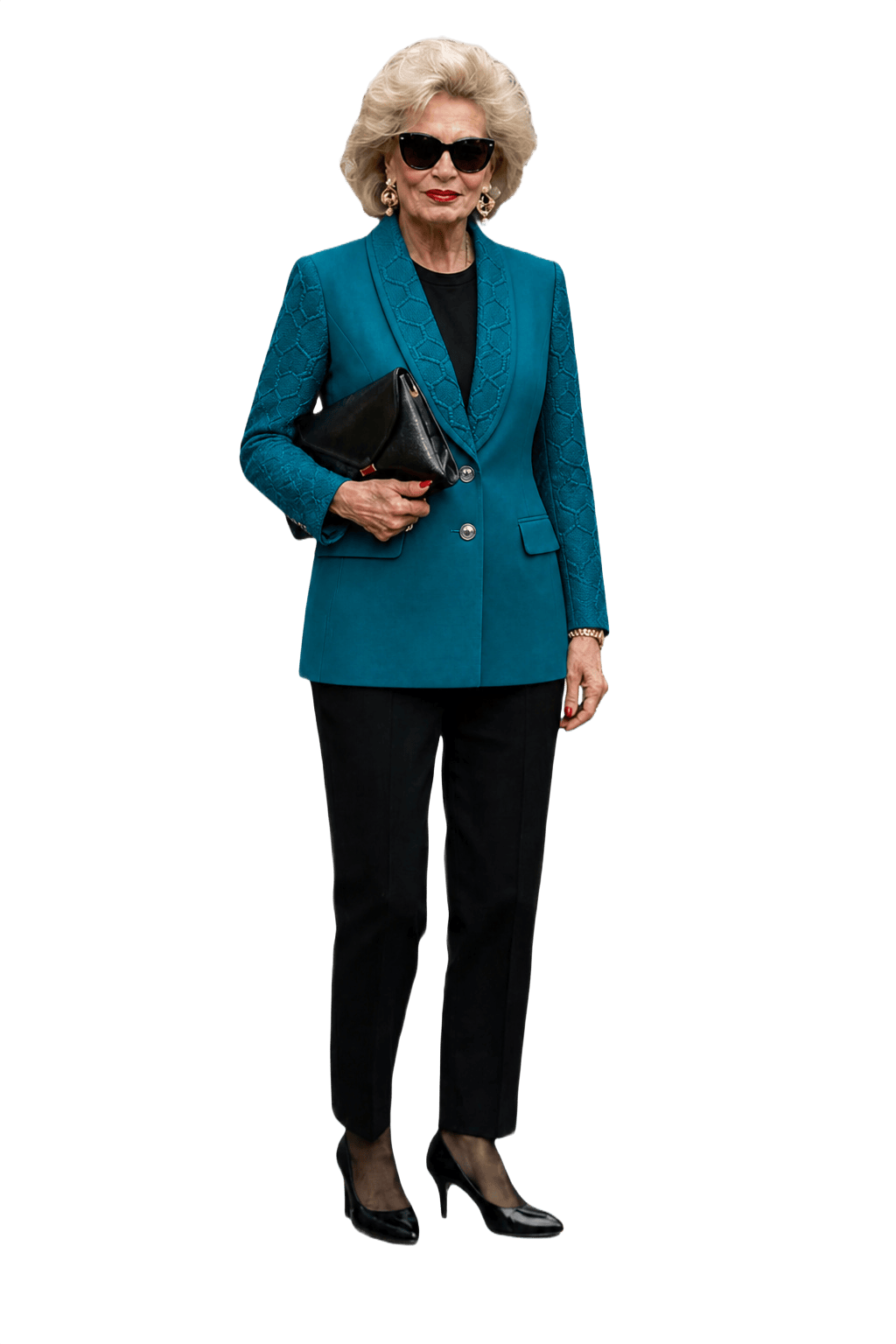1980s Teal Wool Blend Blazer - Model