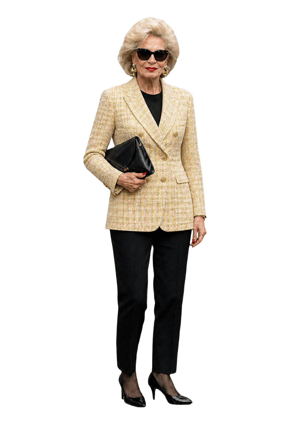 1980s Yellow Wool Blend Blazer - Model