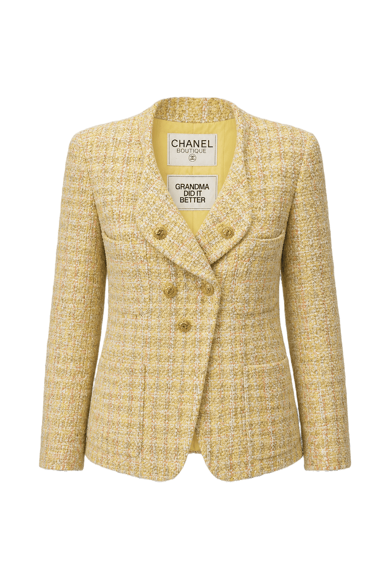 1980s Yellow Wool Blend Blazer - Front View