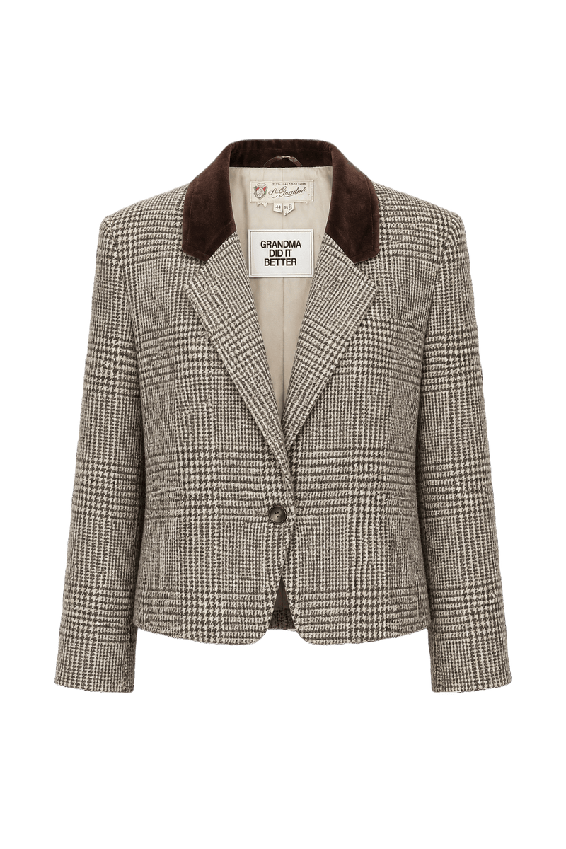 1970s Brown Wool Blend Blazer - Front View