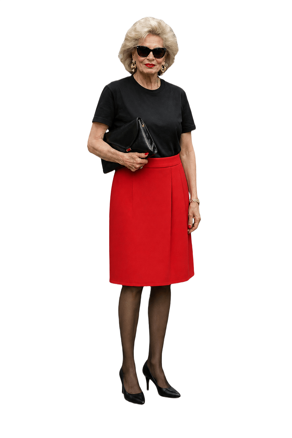 1980s Red Wool Blend Skirt - Model