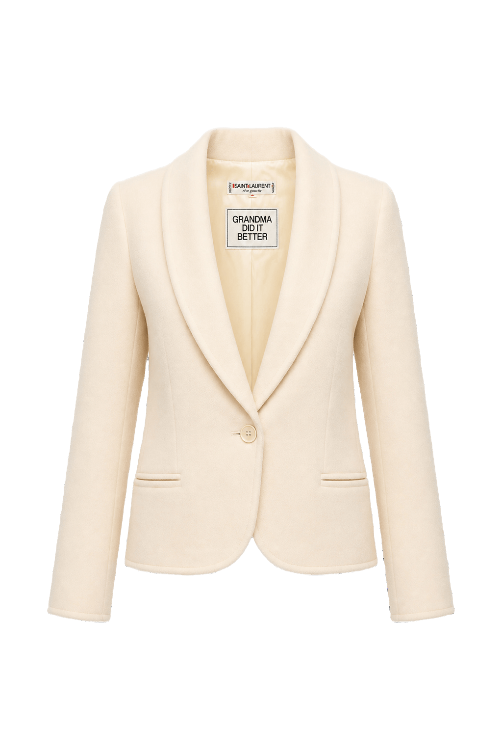 1970s Cream Wool Blend Blazer - Front View