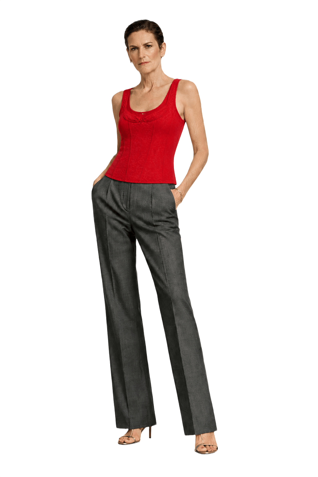 1990s Red Cotton Blend Tank Top - Model