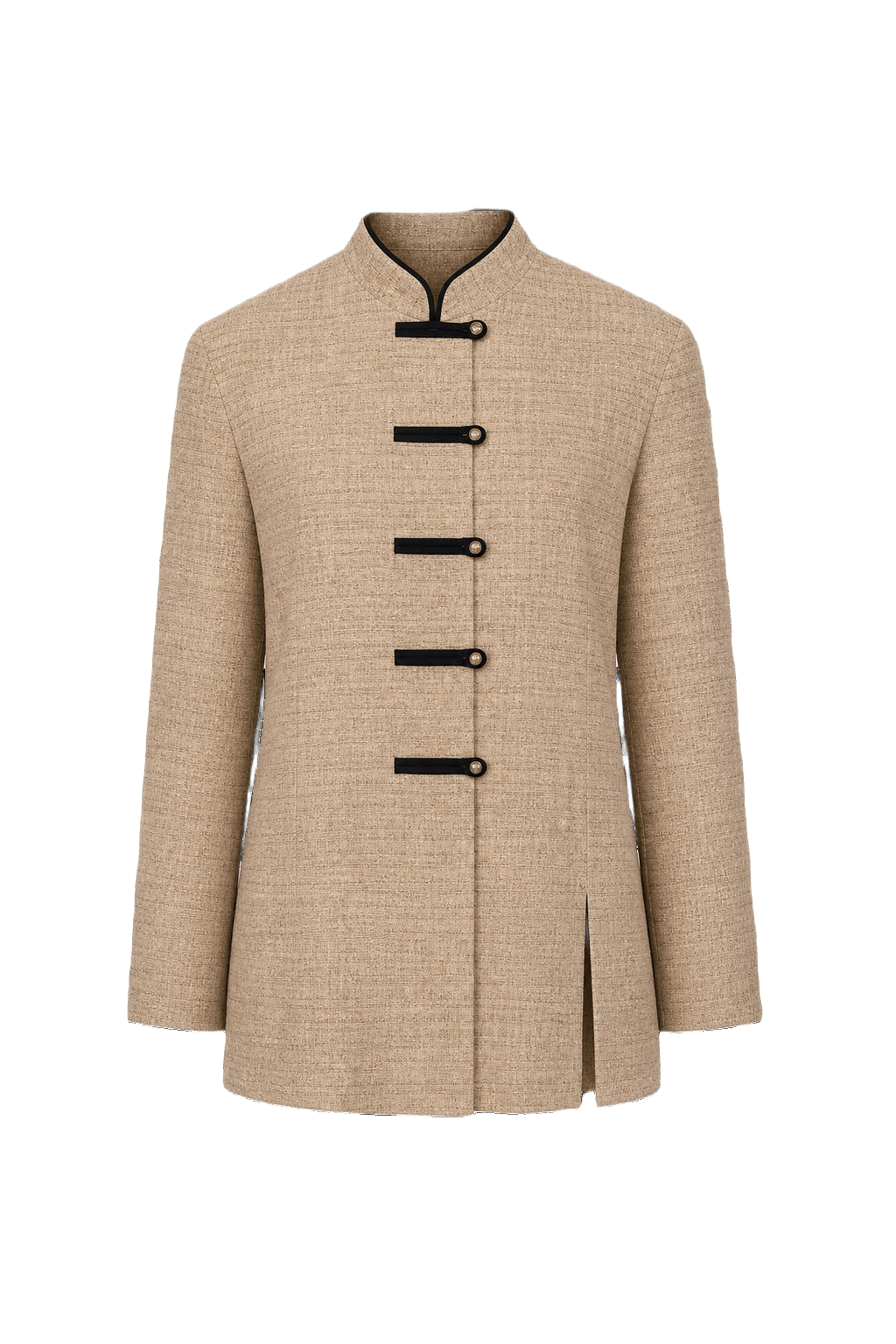 1990s Beige Wool Blend Blazer - Front View
