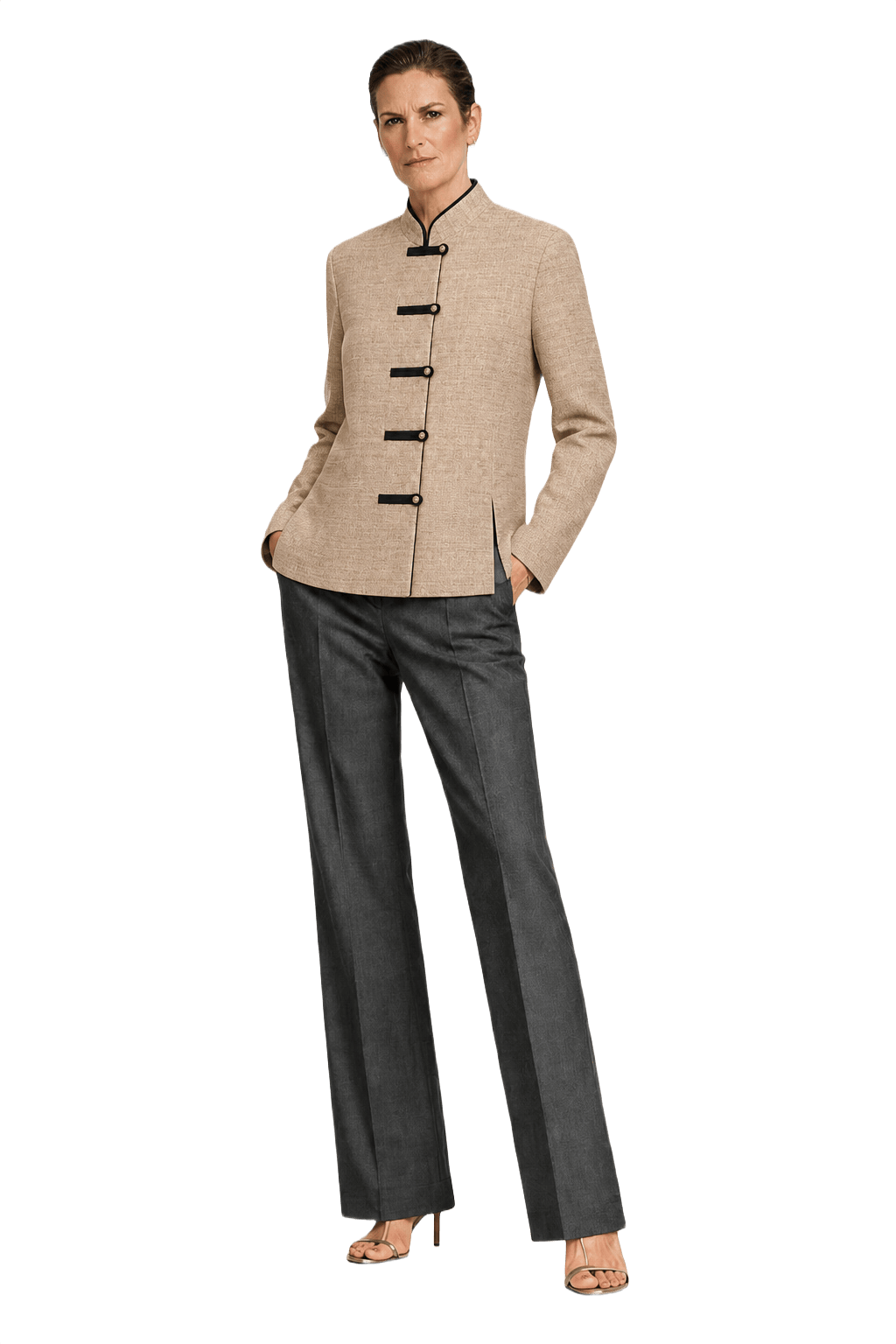 1990s Beige Wool Blend Blazer - Model