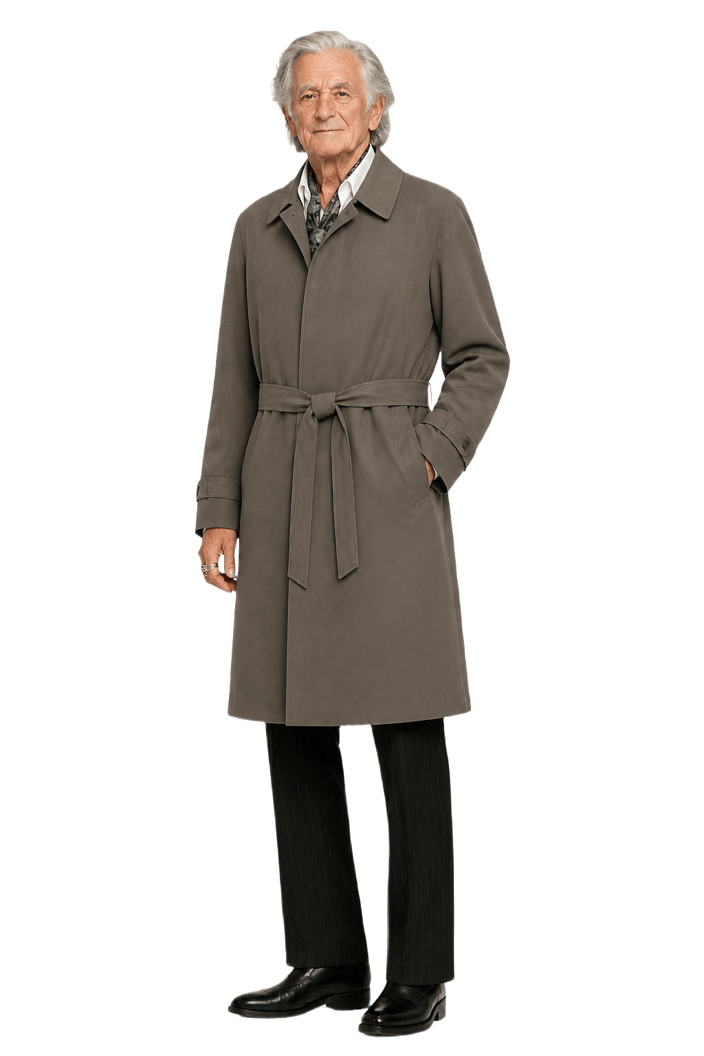 1980s Dark Olive Green Cotton Blend Trench Coat - Model