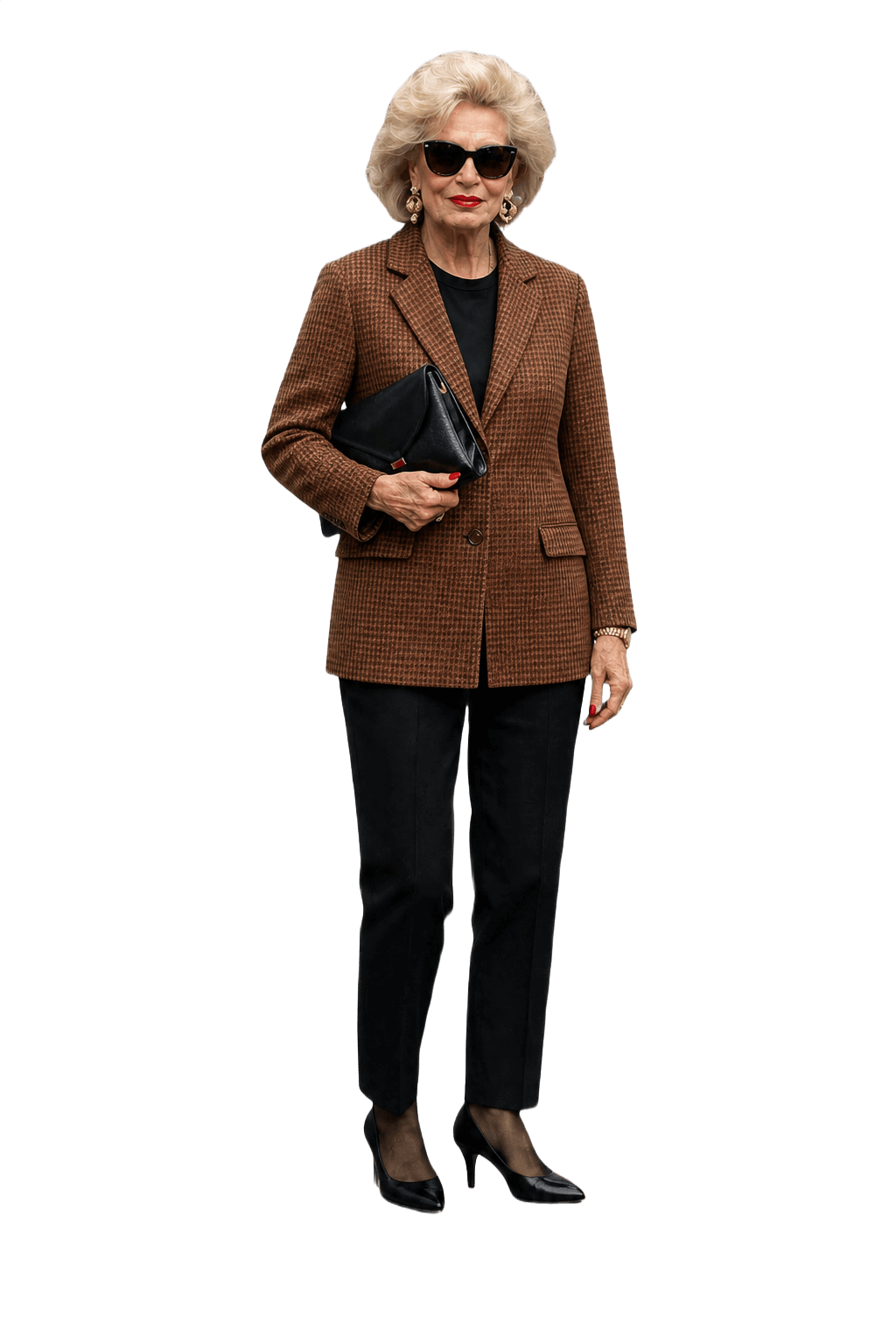 1980s Brown Wool Blend Blazer - Model