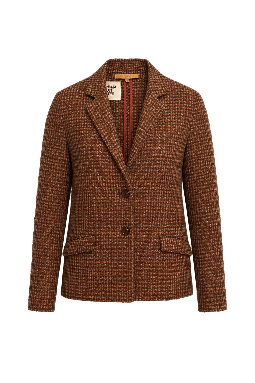 1980s Brown Wool Blend Blazer - Front View