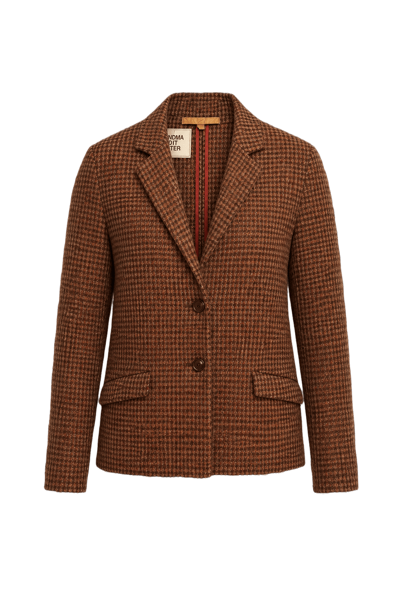 1980s Brown Wool Blend Blazer - Front View