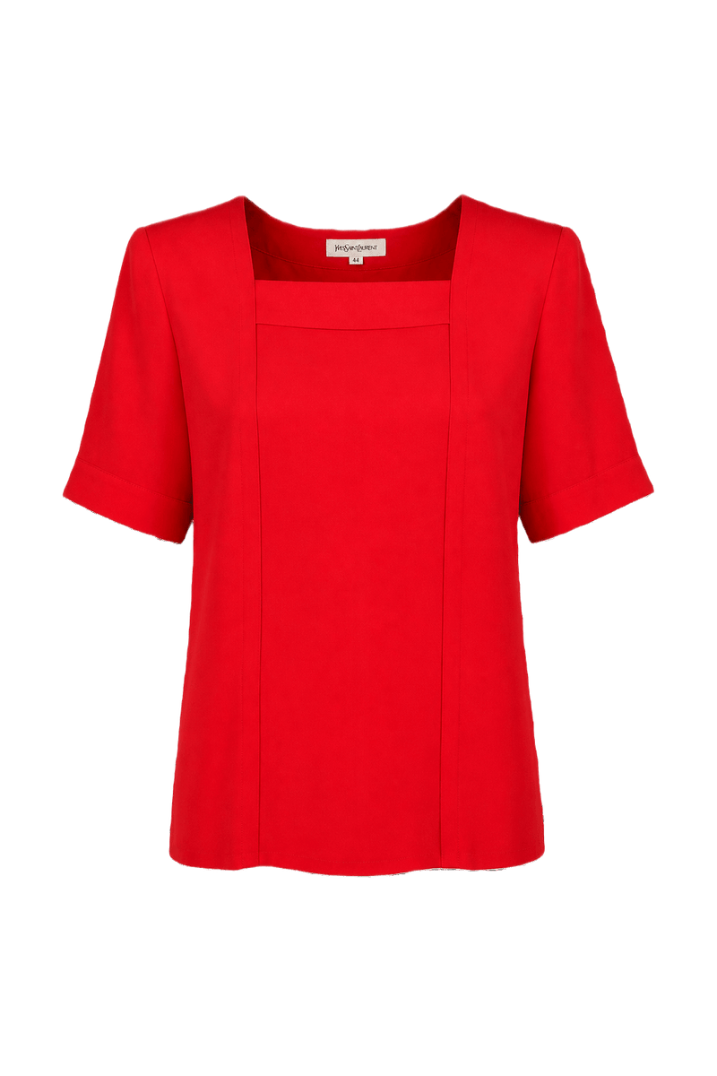 1980s Red Unknown Blouse - Front View