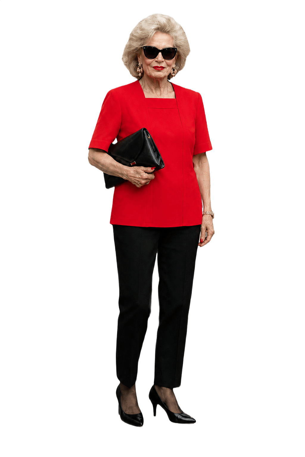 1980s Red Unknown Blouse - Model