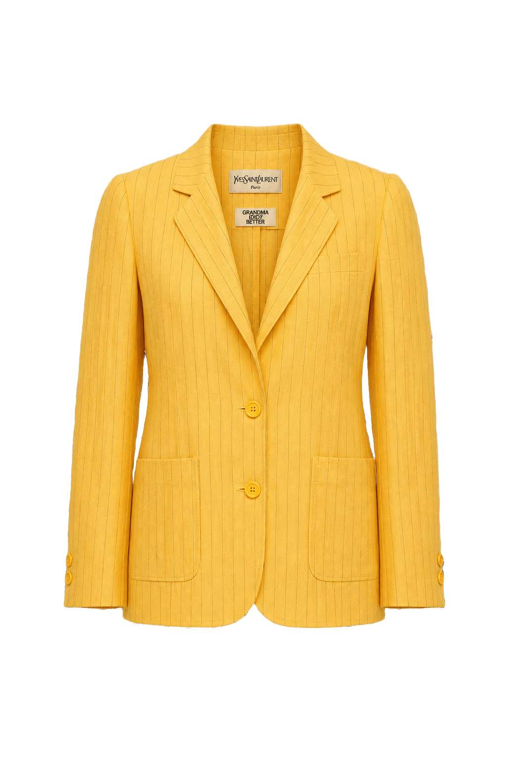 1980s Bright Yellow Wool Blend Blazer - Front View