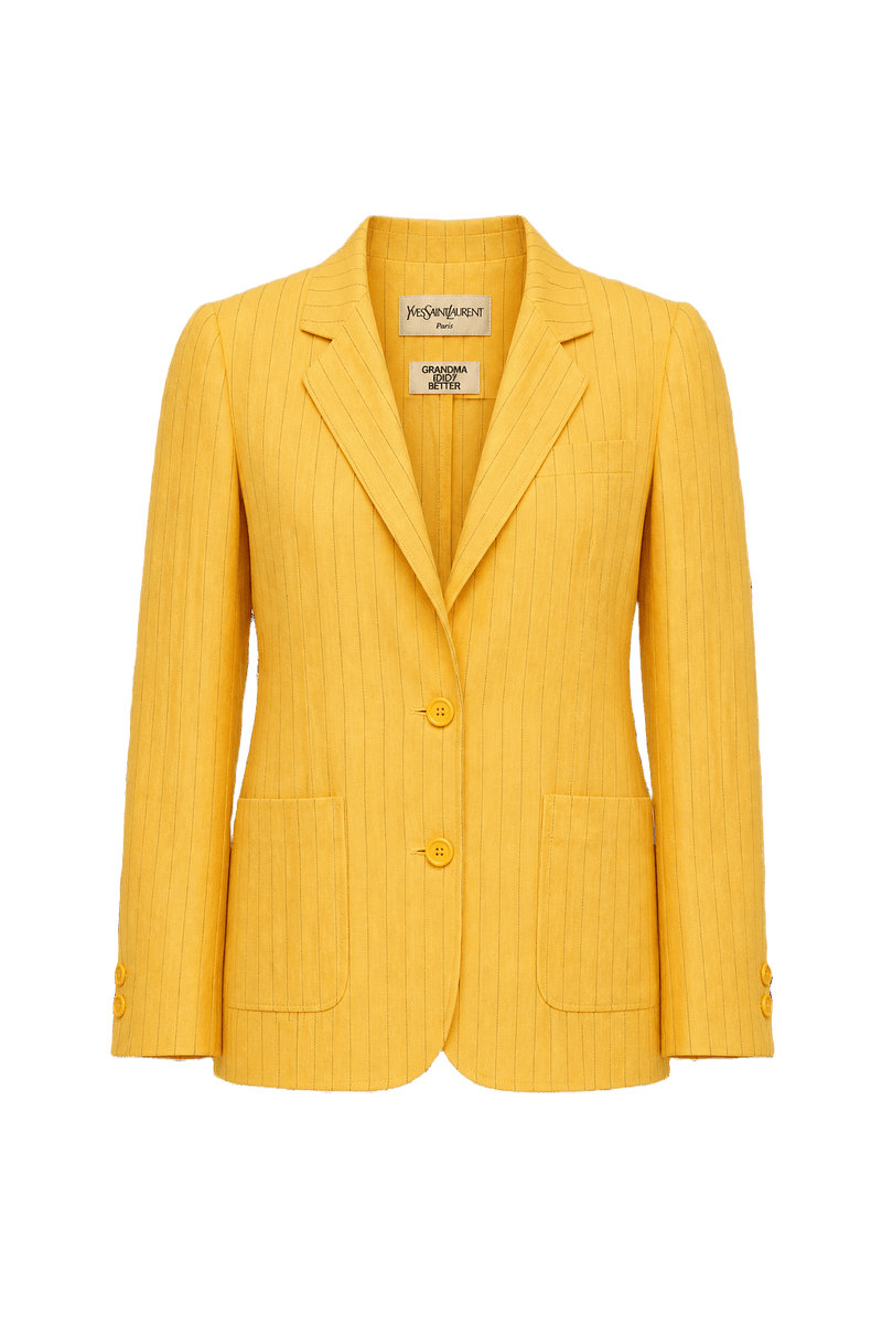 1980s Bright Yellow Wool Blend Blazer - Front View