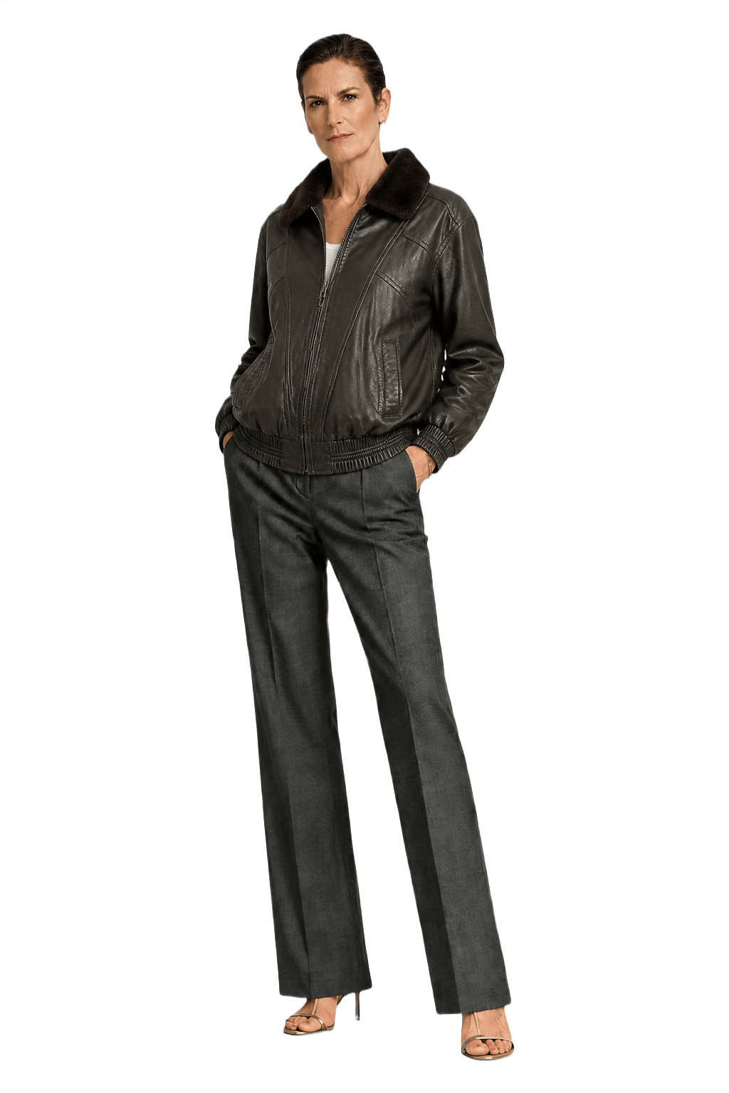 1990s Black Leather Jacket - Model
