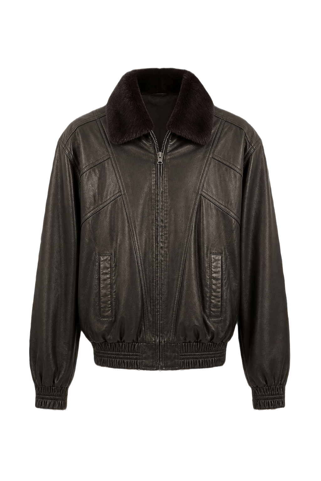 1990s Black Leather Jacket - Front View