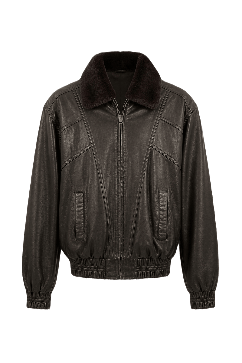 1990s Black Leather Jacket - Front View