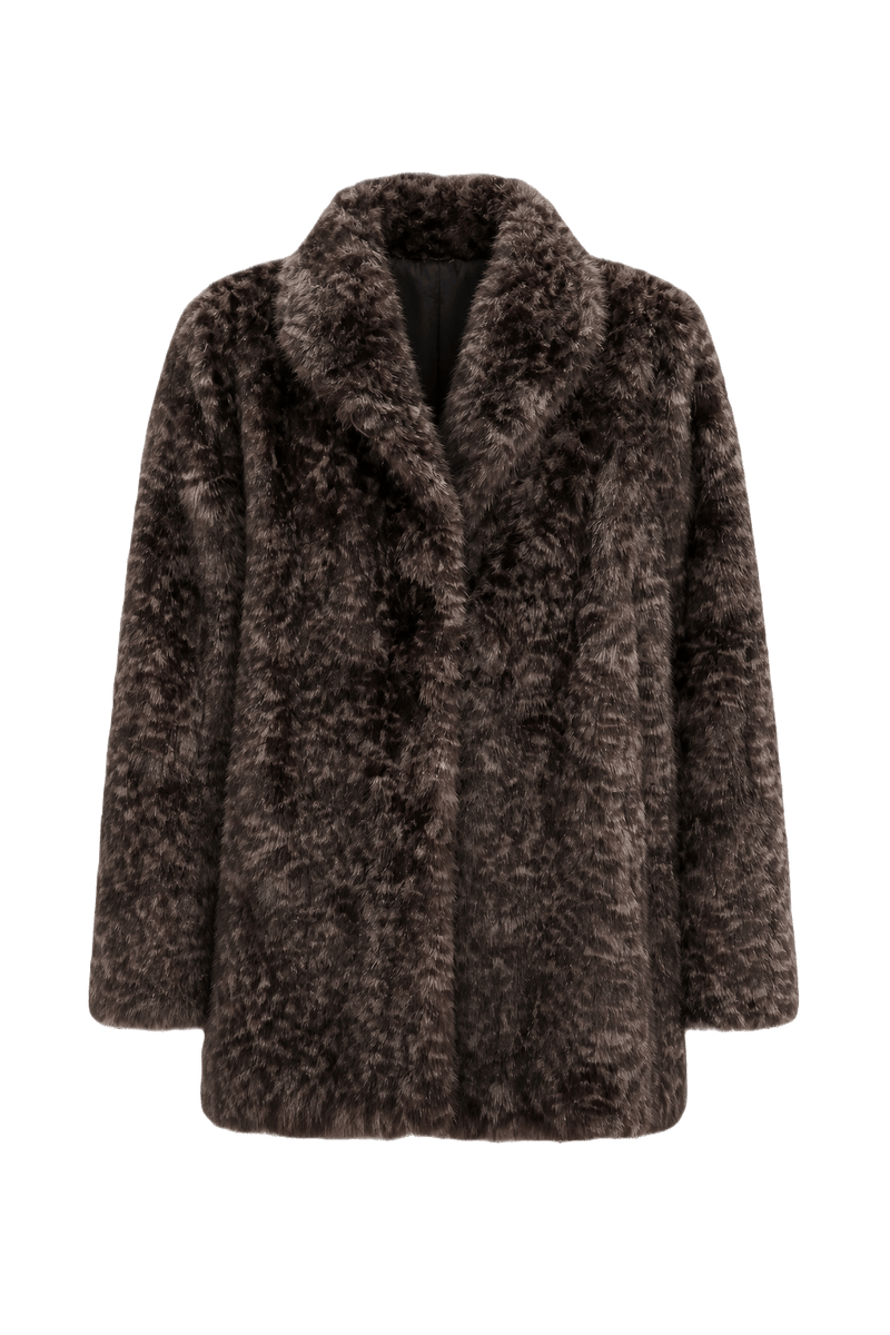 1980s Black Faux Fur Fur Coat - Front View