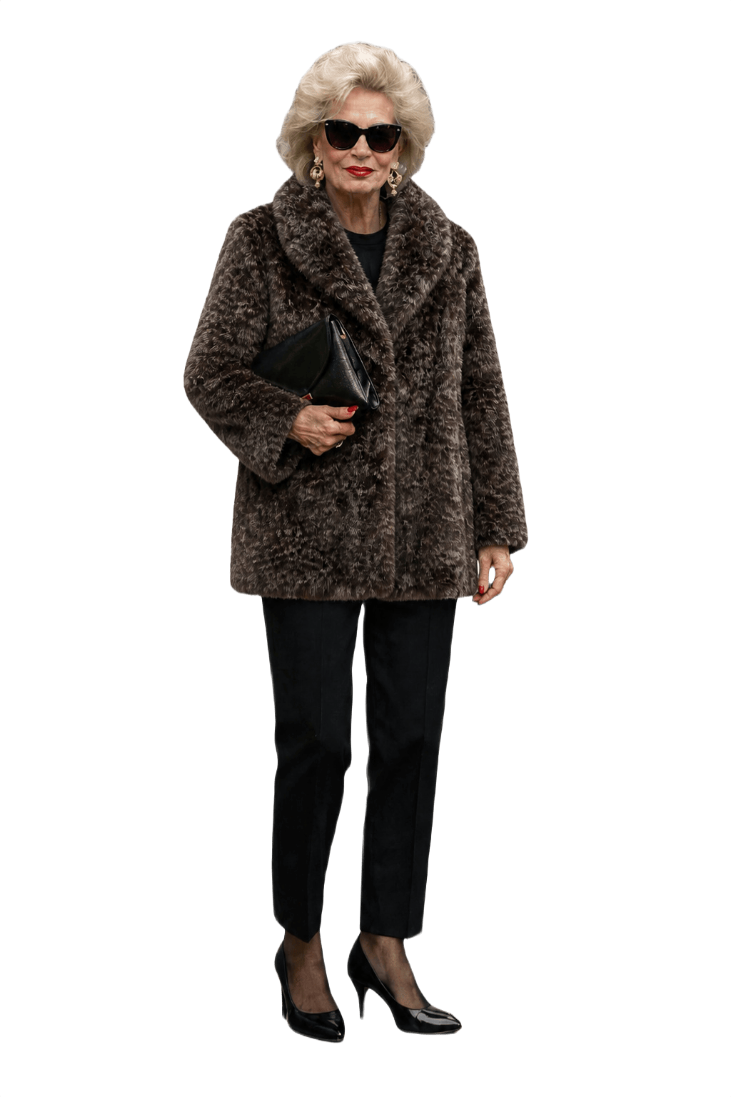 1980s Black Faux Fur Fur Coat - Model