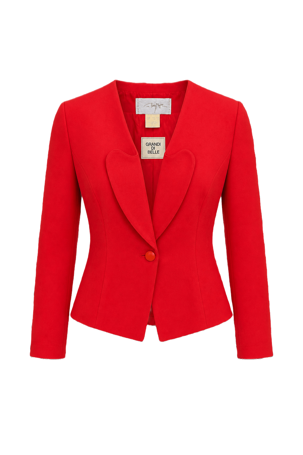1990s Bright Red Wool Blend Blazer - Front View