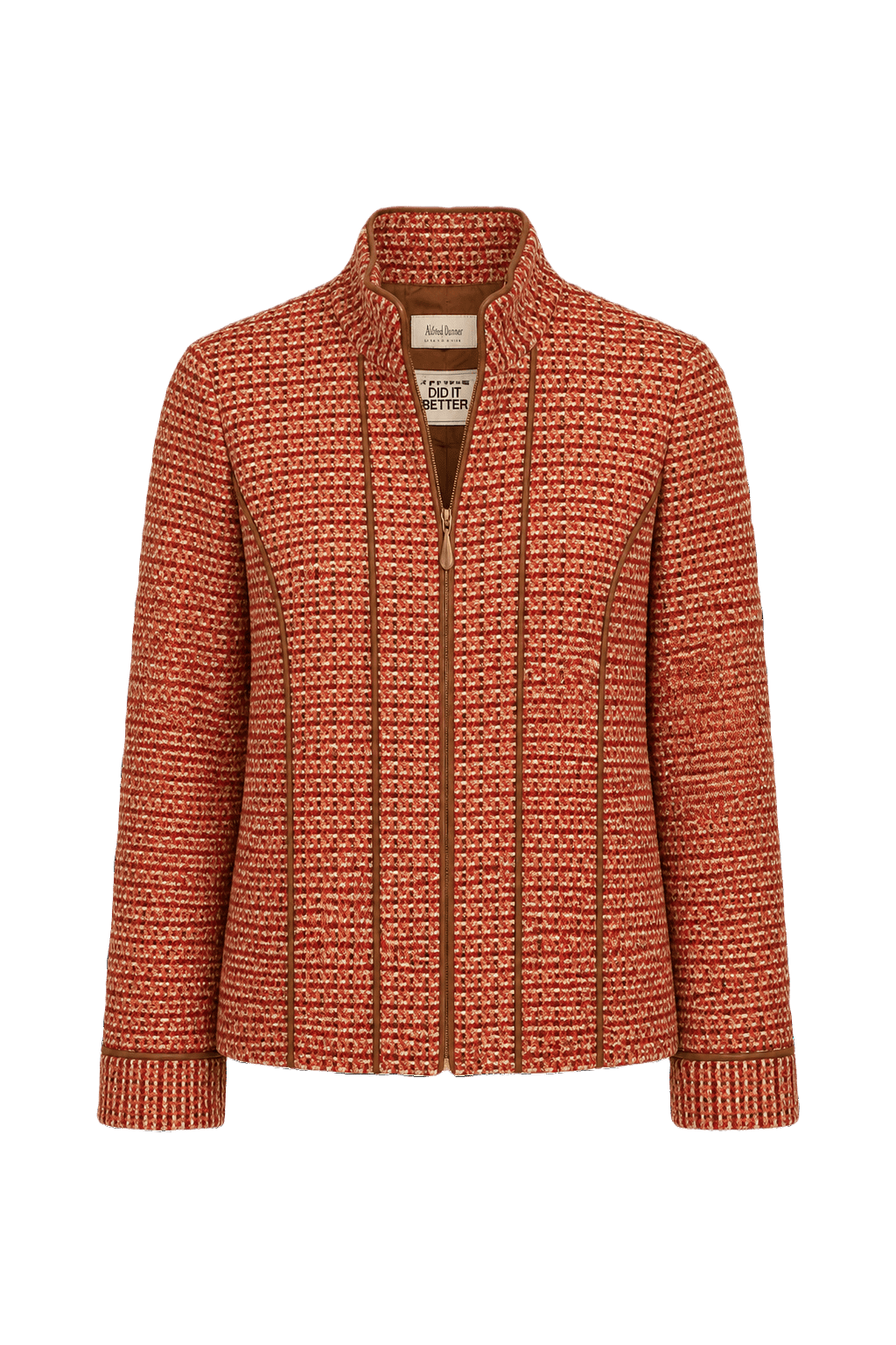 1980s Red Cream Wool Blend Jacket - Front View