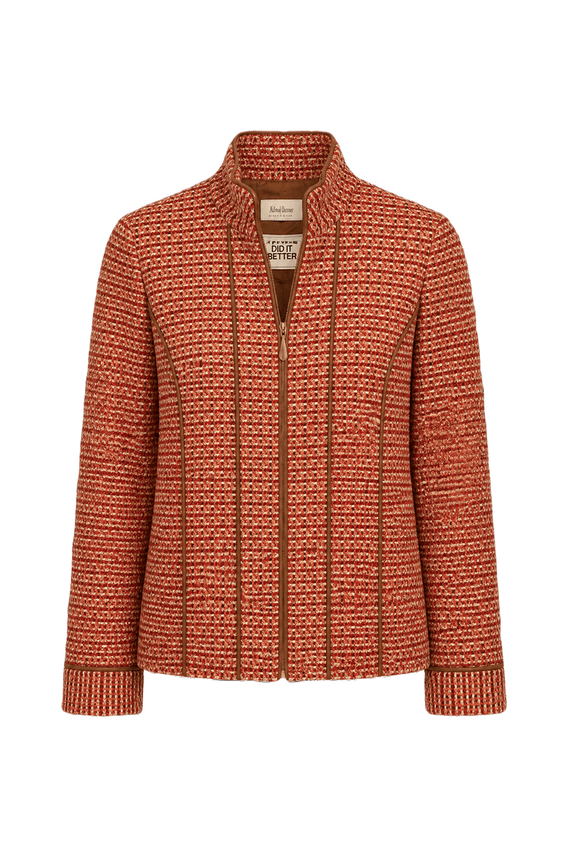 1980s Red Cream Wool Blend Jacket - Front View