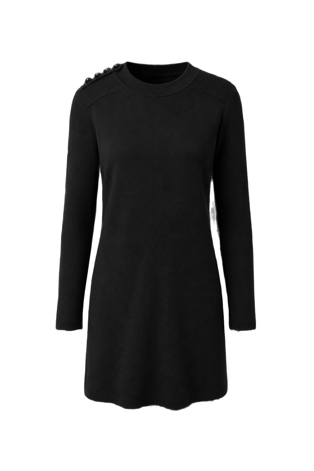 1970s Black Wool Blend Dress - Front View