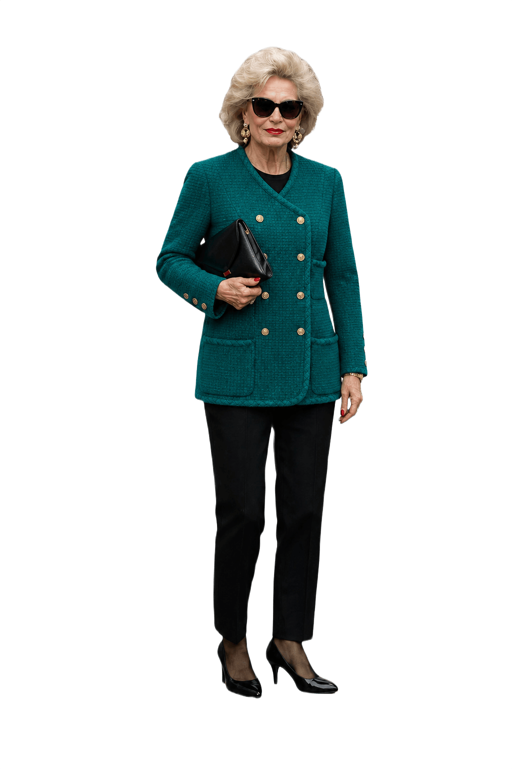 1980s Emerald Green Wool Blend Blazer - Model