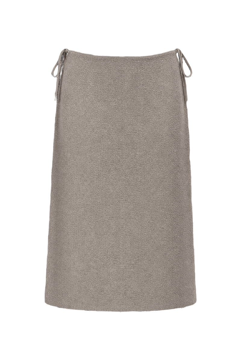 1990s Beige Synthetic Blend Skirt - Front View