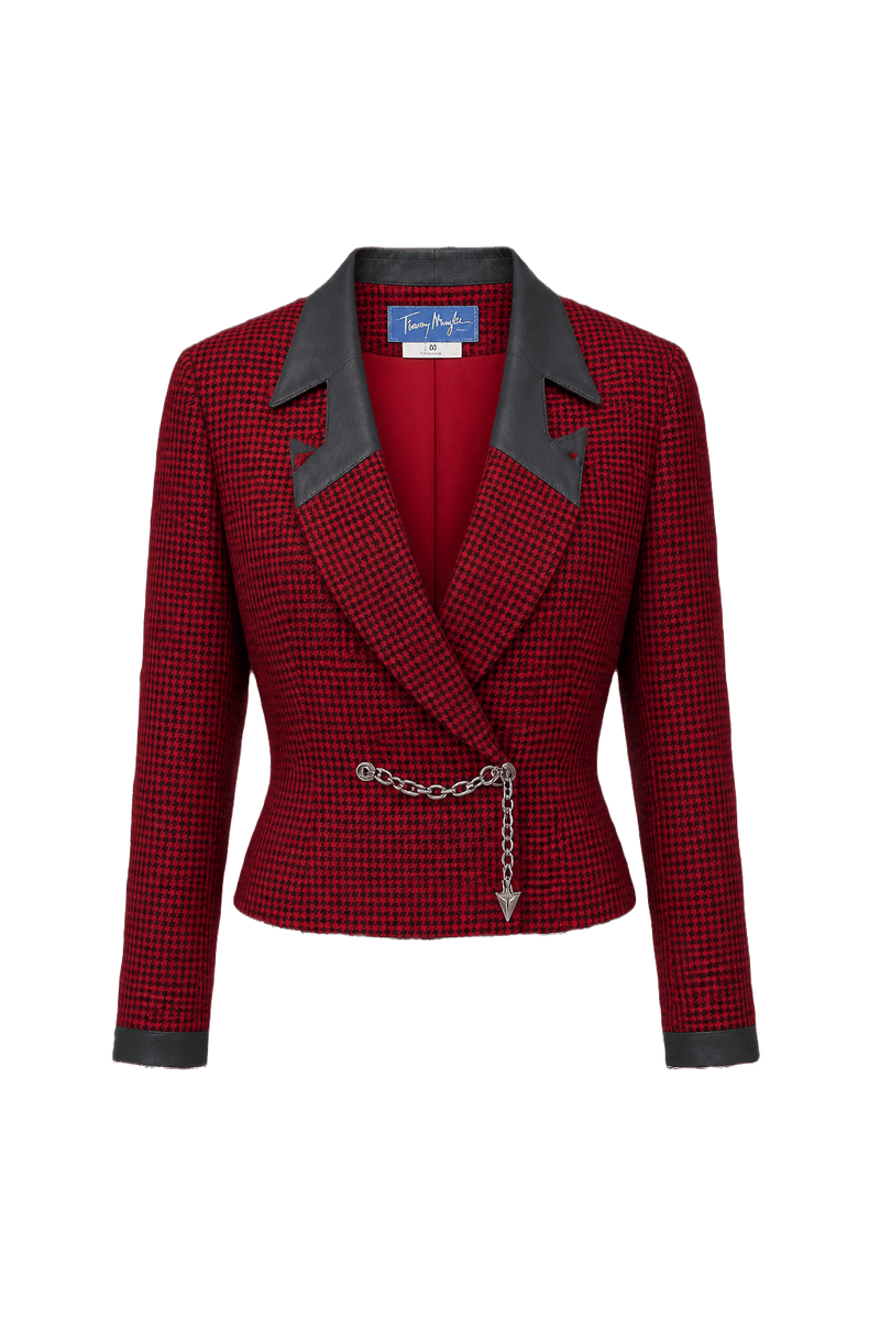 1980s Red Wool Blend Blazer - Front View