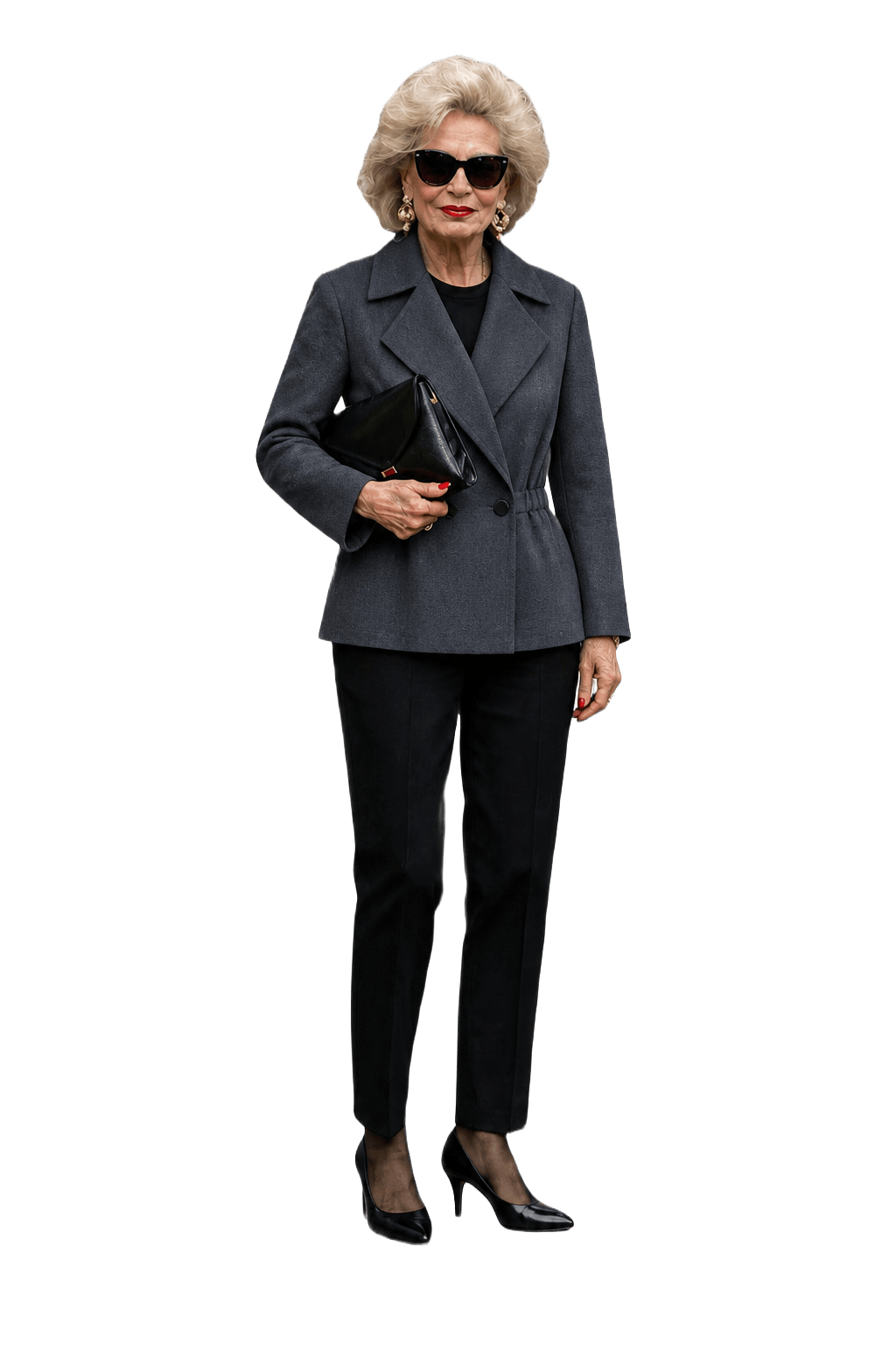 1980s Charcoal Grey Wool Blend Jacket - Model