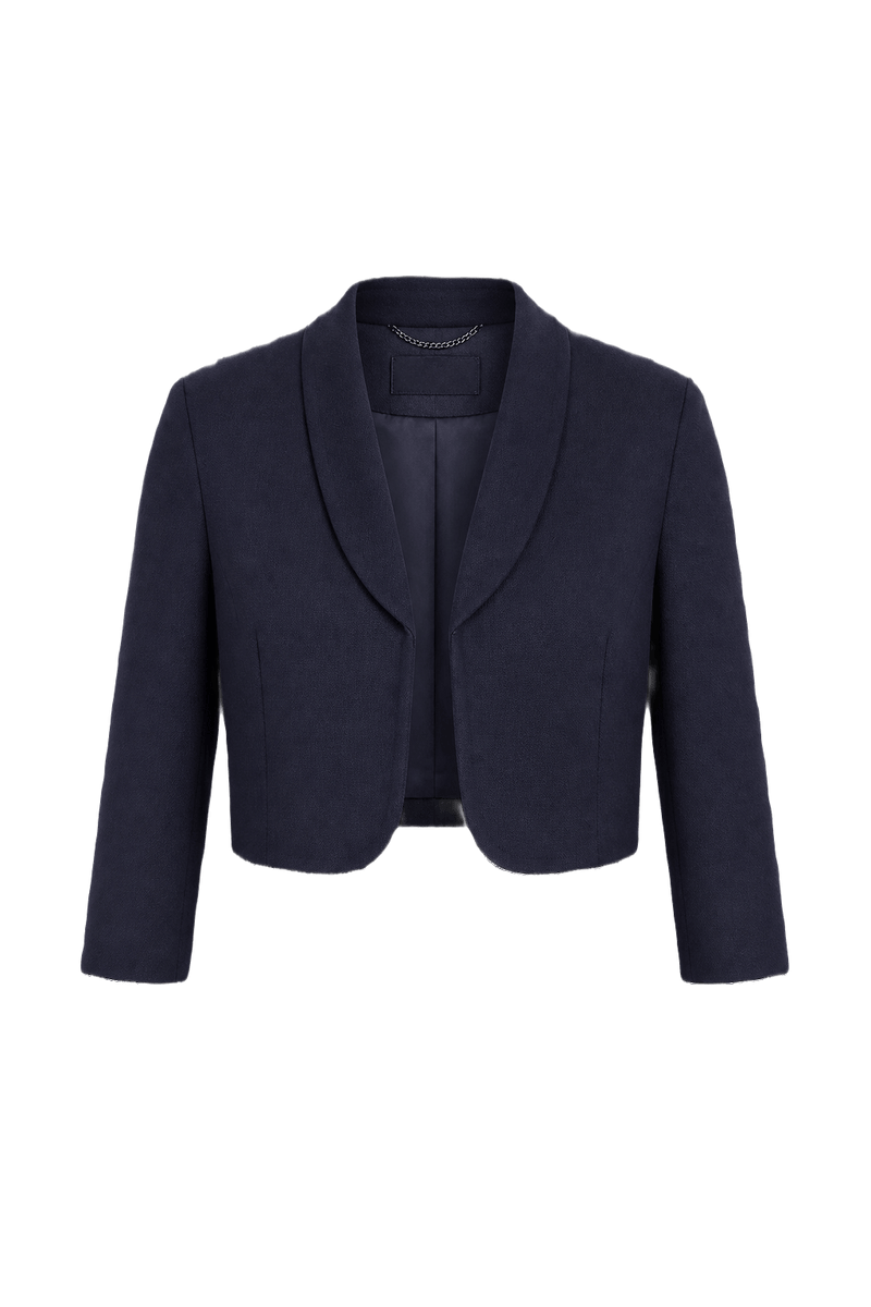 1990s Navy Blue Wool Blend Jacket - Front View