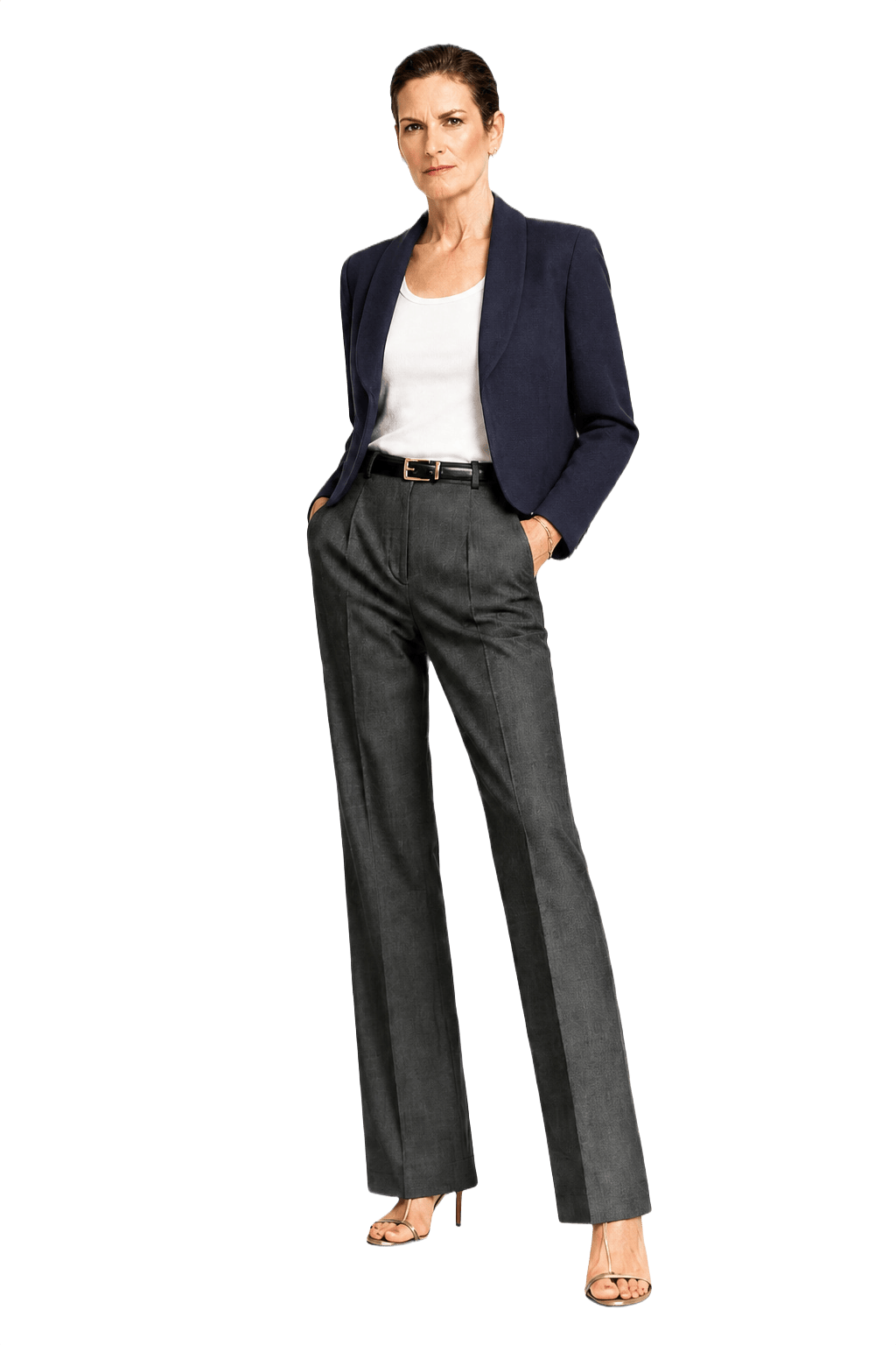 1990s Navy Blue Wool Blend Jacket - Model