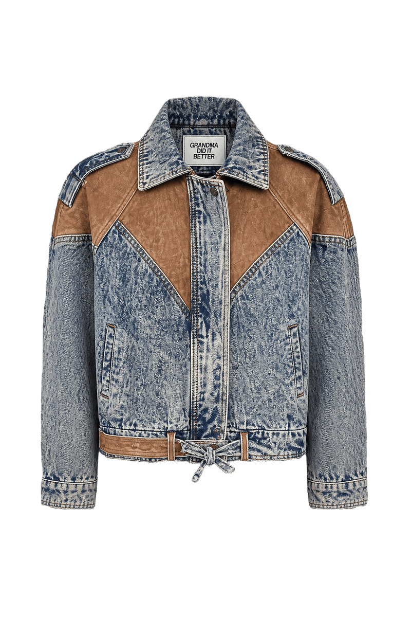 1980s Acid Wash Blue Denim Jacket - Front View