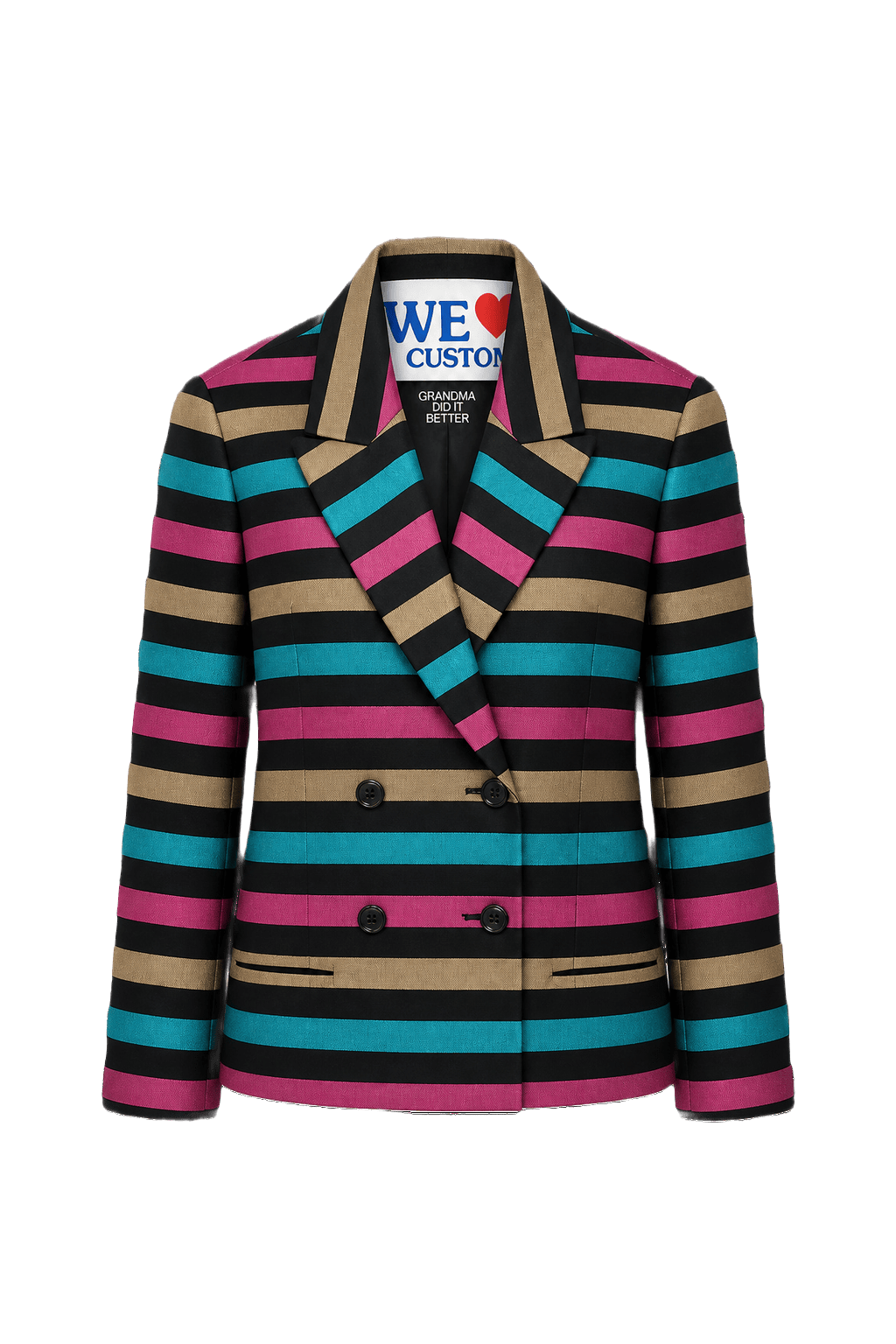 [1970s] Multicolor Wool Blend Blazer - Front View