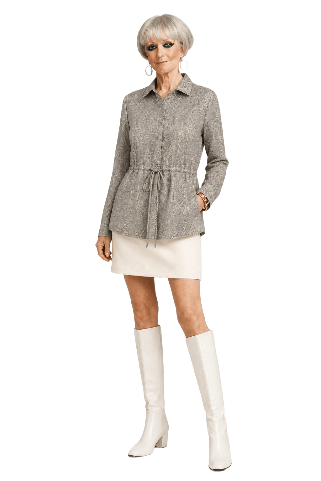 1960s Silver Synthetic Shirt - Model
