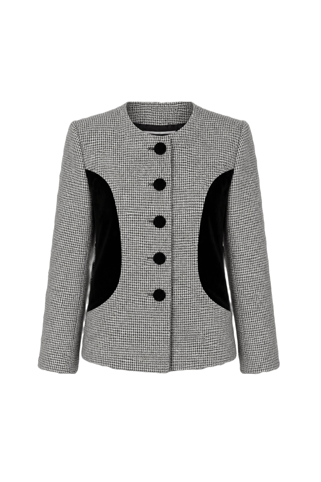 1970s Black and White Wool Blend Blazer - Front View