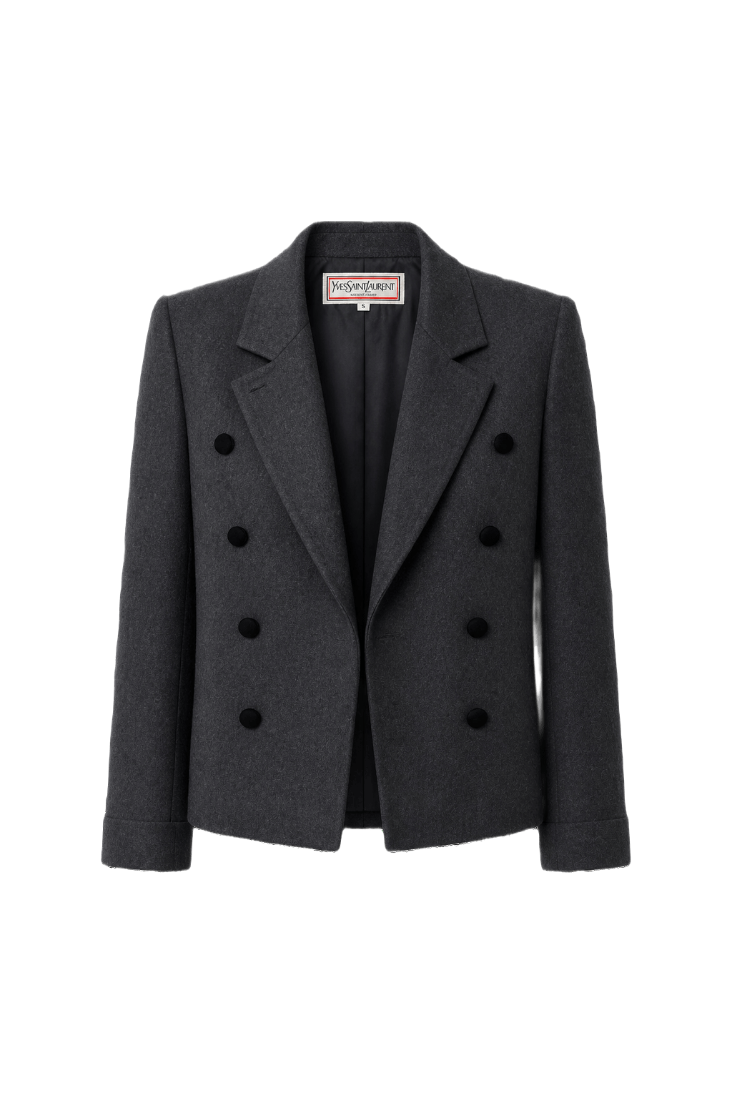1970s Charcoal Grey Wool Blend Blazer - Front View