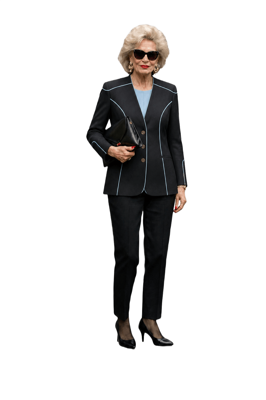1970s Black Wool Blend Blazer - Model