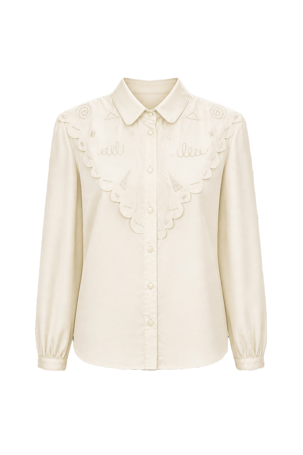 1980s Cream Silk Blouse - Front View